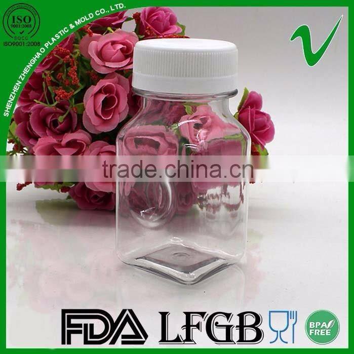 disposable cheap square Plastic Body Material bottle 200ml for liquid packaging