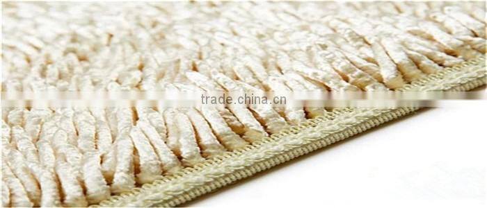 long pile polyester washable shiny chenille 3 piece bathroom mat sets