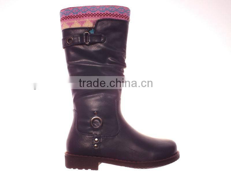 Trendy knee high boots for girls with strap and buckle decoration