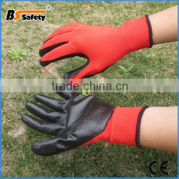 Garden Builders black nitrile coated nylon work safety gloves