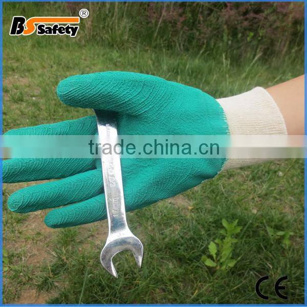 BSSAFETY 13 Guage Green Nylon Lining Foam Latex 3/4 Dipped Rigger Gloves