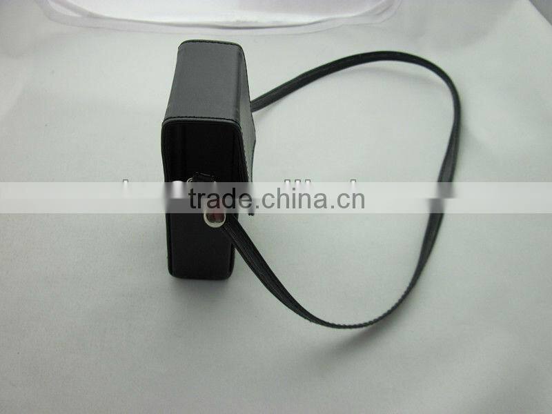 black pu leather cigarette case with strap,close by magnet buckle