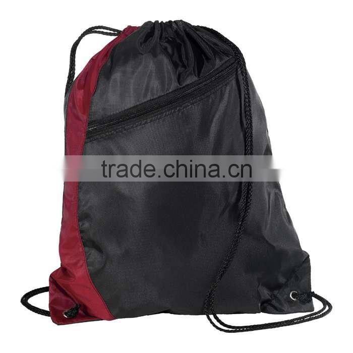 210D Polyester Colorblock Drawstring Backpack