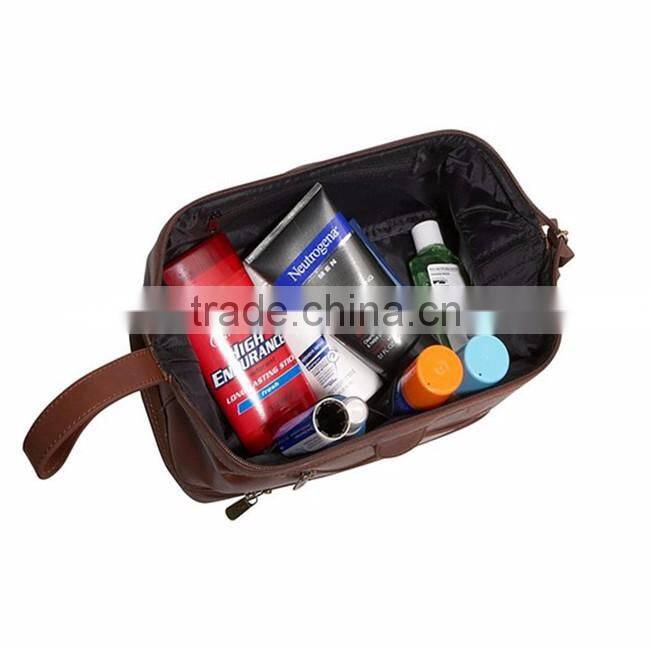 China supplier wholesale low price leather toiletry bag