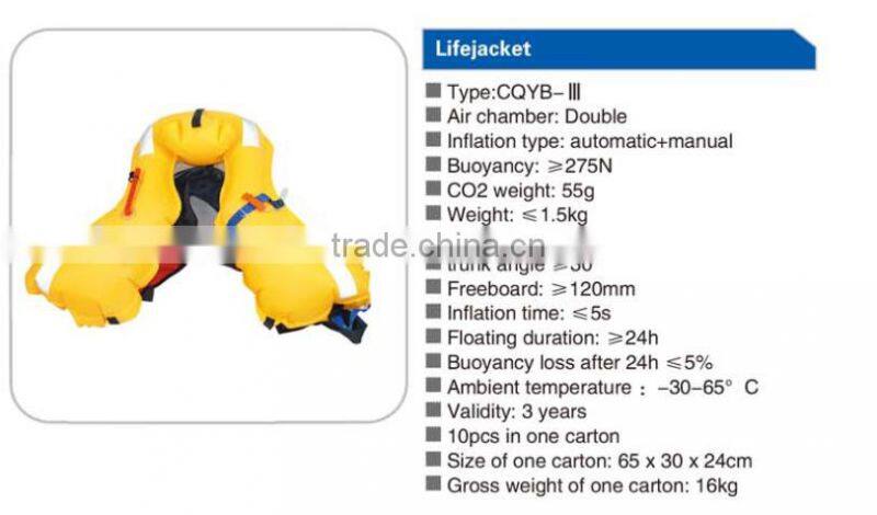 Marine lifesaving jackets/automatic inflatable life jacket /life vest