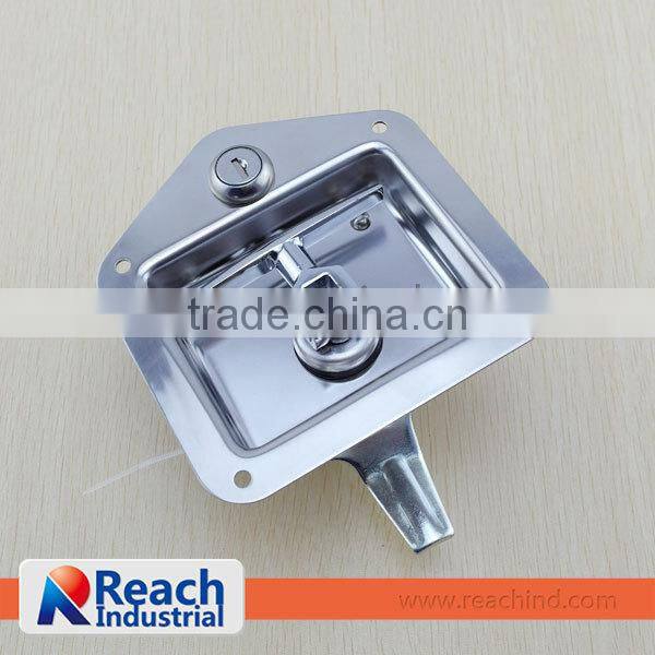 Truck or Trailer Toolbox Flush Mount Polished Stainless Steel Key-Locking Recessed Door Latch