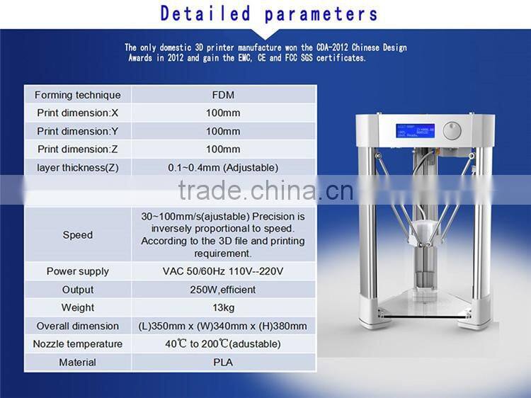 Assembled 100*100*100mm Build Size Mini Delta 3D Printer Machine 3D Printer China for Sale
