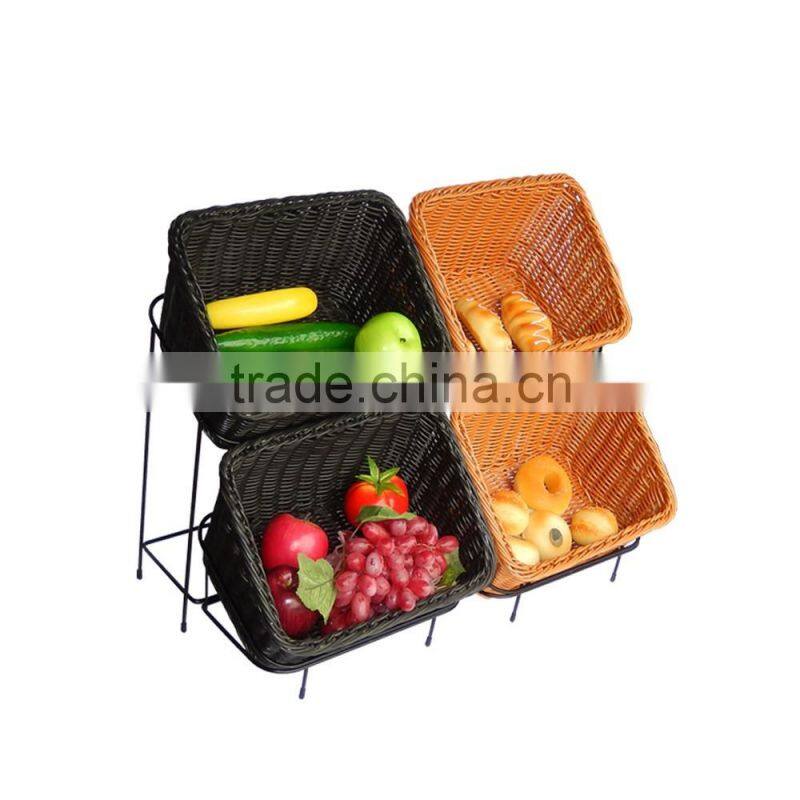 S&D cheap plastic big round wicker basket