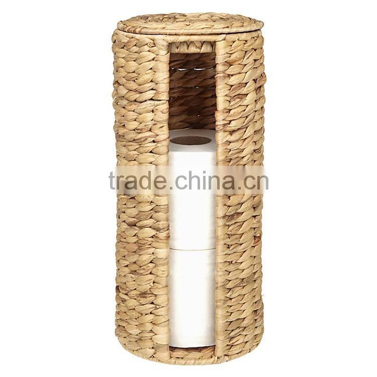 Unique new 3 spare rolls to hold water hyacinth hand woven toilet roll holder