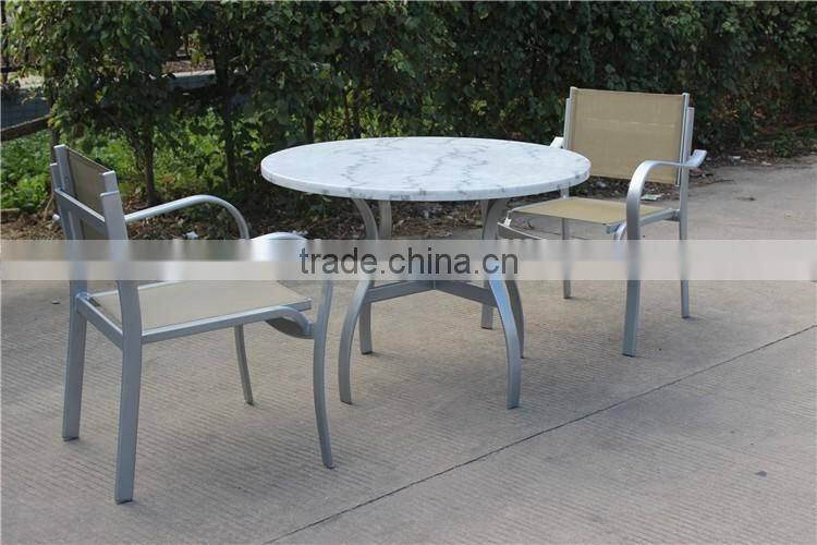 Commercial Mesh Coffee Set Aluminum Outdoor Furniture