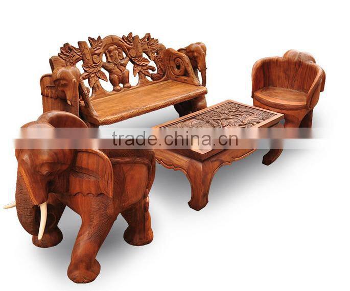 Southeast Asia Style Wood Carved Sofa Chair, Exquisite Handcarving Living Elephant Leisure Chair (BF01-X1174)