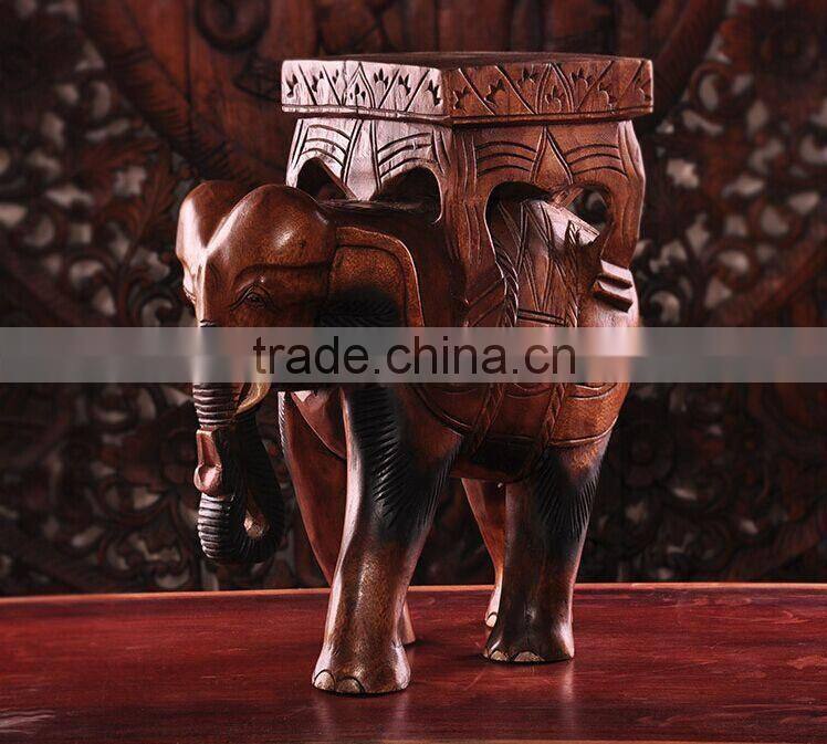 Thailand Style Wood Carved Elephant Chair, Elephant Shape Design Handcarved Little Chair (BF01-X1162)