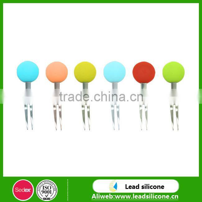 Food Grade Custom Stainless Steel Silicone Fruit Forks,Lovely Silicone Fruit Fork Set