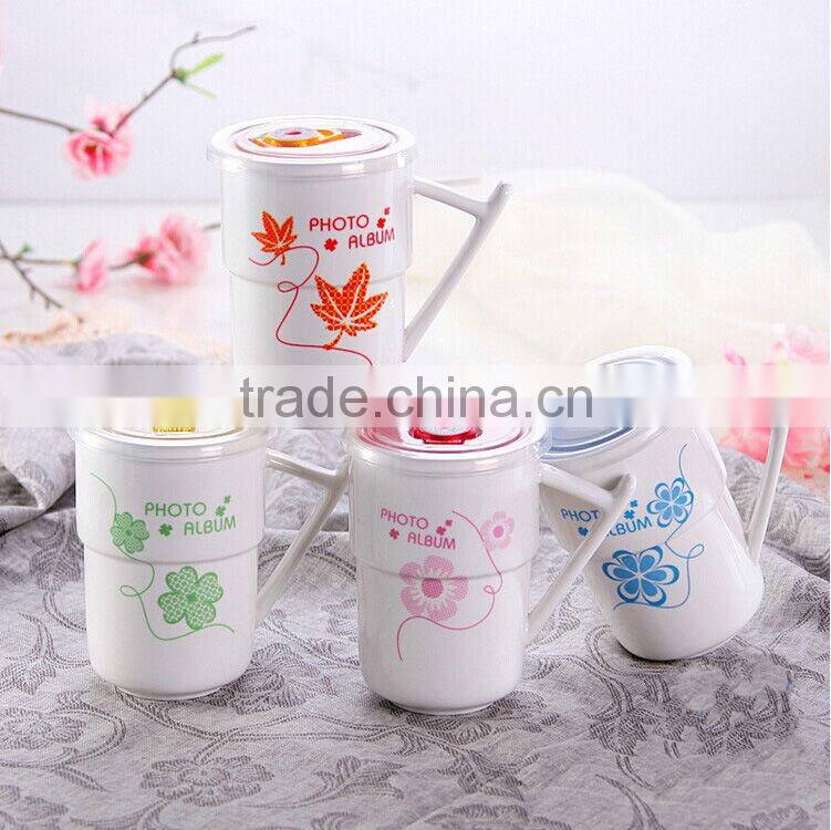 ceramic mug with lid,coffee mug with plastic seal lid,plastic cup,mug with lid
