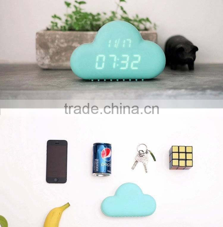 Ultra Mute voice control Snooze Bedside clock clouds shape alarm clock led digital calendar display wall clock