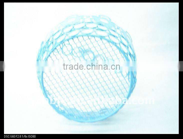 Blue round wire storage metal hanging baskets