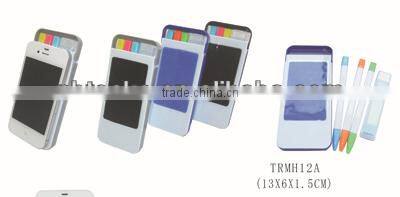 Plastic mobile phone table holder with pen set