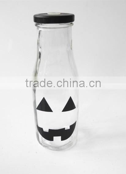 decal Wholesale 1 liter 250ml Milk Glass Bottles With black screw caps