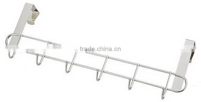 Chrome Plating Durable Over The Door 6 Hook Rack Organizer