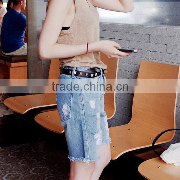Women fifth denim pants summer short ripped jeans