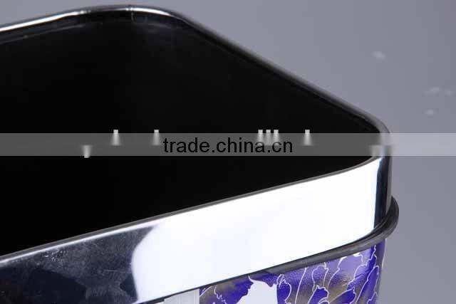 Plastic Trash Can Stainless Steel Rubbish Bin Household Garbage Can