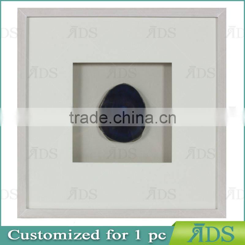 Wooden Shadow Box Frame Encasing Colorful Agate Stone Under Glass