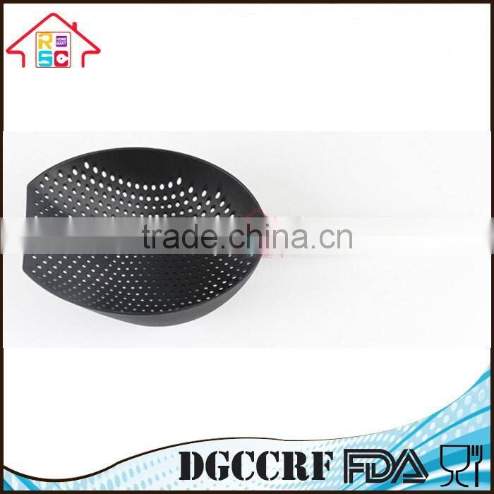 NBRSC Black Nylon Large Scoop Colander Vegetable Pasta Heat Resistant Strainer with Stainless Steel Handle