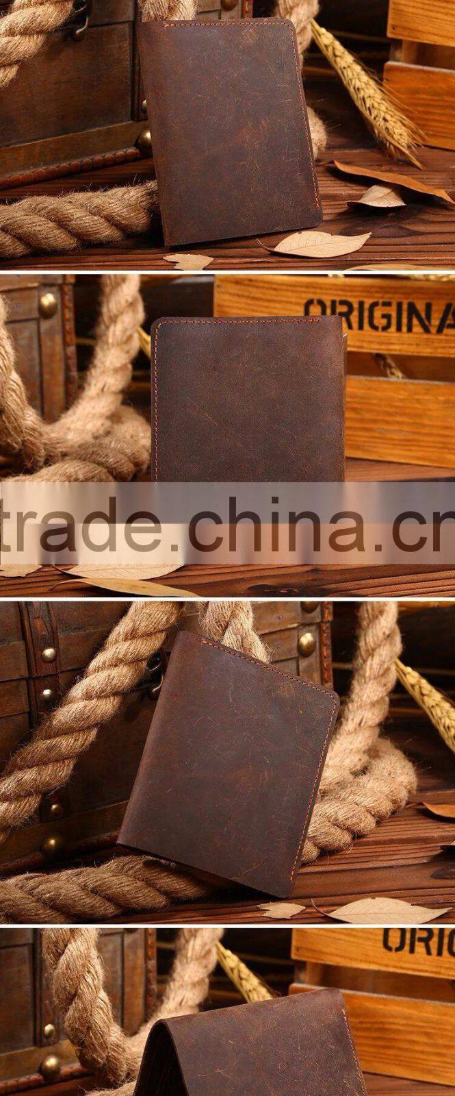 Wholesale new fashion full grain top layer leather men wallet with customized logo