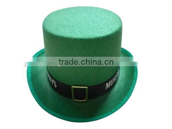 Type of St. Patrick's Day Vintage style men's green custom wool felt slash top hat for promotional gifts made in china