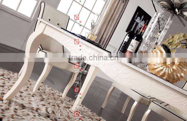 Bottom price peach lacquer pink marble top dining table LV-A802