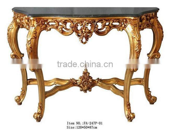 Antique Gold Living Room Console Table Rococo Furniture