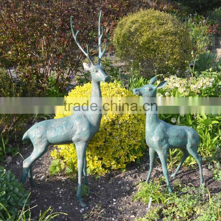 Hot sale Christmas home decor metal crafts bronze life size deer statues