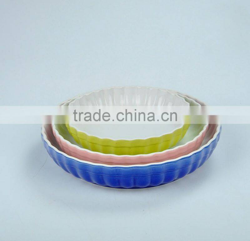 Round Ceramic Baking tray with colorful
