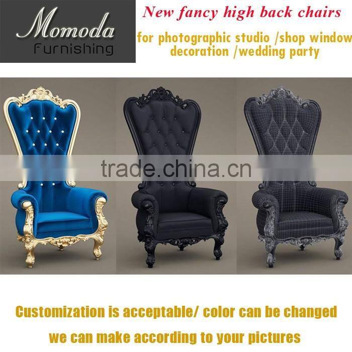 royal High Back Wing Chair in Upholstered Luxurious Tufted pink Velvet