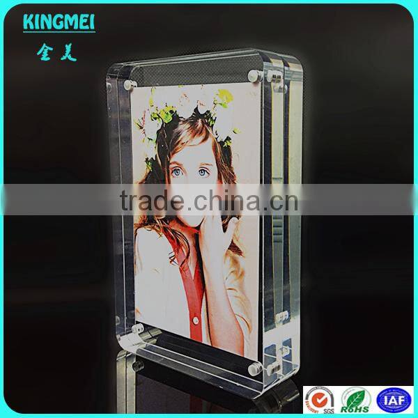 KM-CP29 Hot Sale double sided Acrylic Photo Frame with magnets, Crystal Clear Plastic Magnetic Photo Block Frame