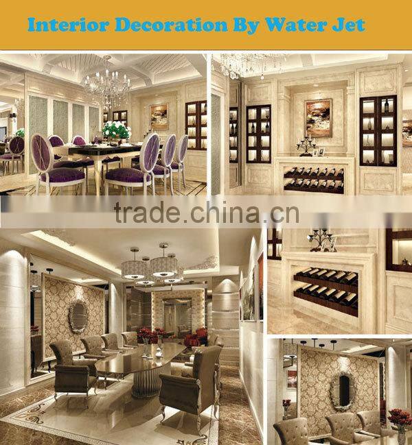 Customized polished marble waterjet flower pattern marble floor design