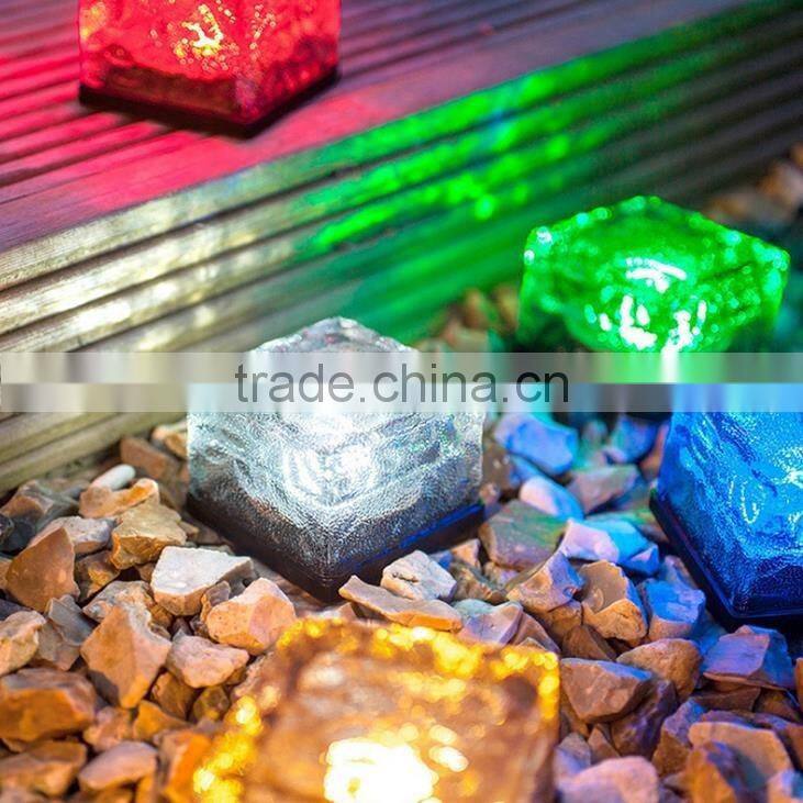 Solar glass ice blocks light Colorful lawn lamp