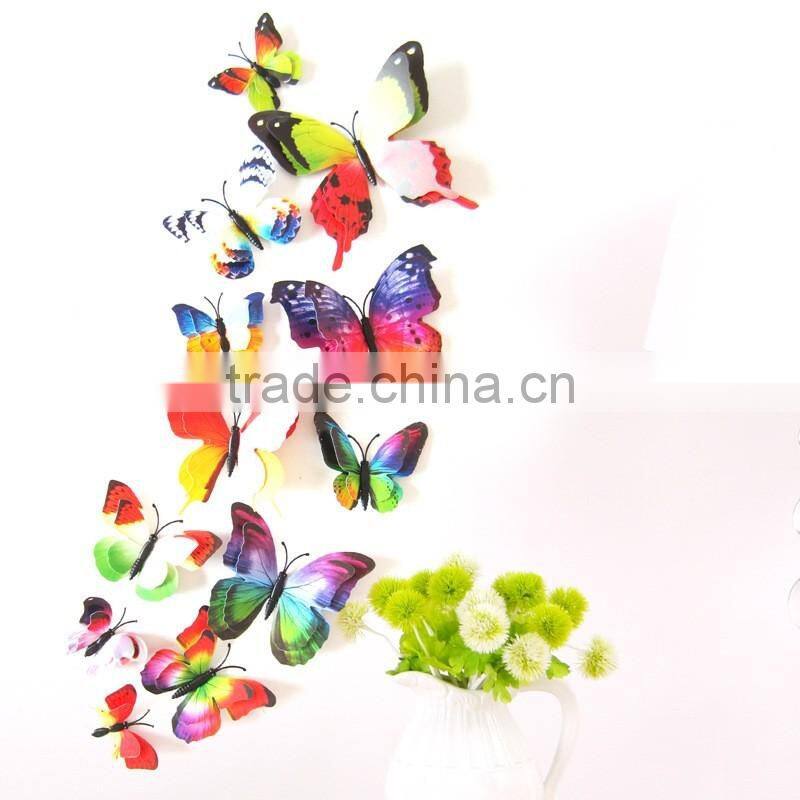 Bilayer 3D Butterfly Wall Sticker Double-deck Butterflies Decor Wall Sticker Decorative Twin-layer