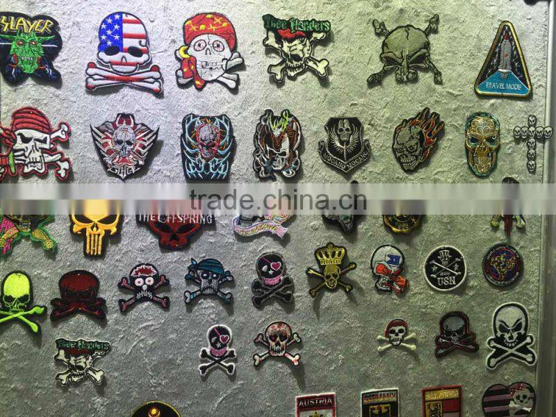 P001-010 fashion design cheap iron on embroidery skeleton patches fancy applique for cloths caps handbages