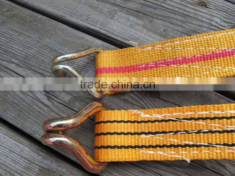 High tensile heavy duty polyester webbing strap with double J hook