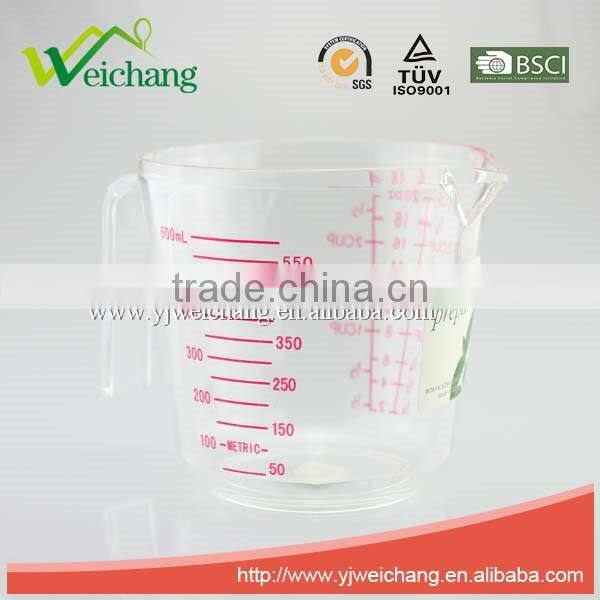 WCJ533 New design Kitchen Measuring cup, plastic material PS 600 ml Good quality