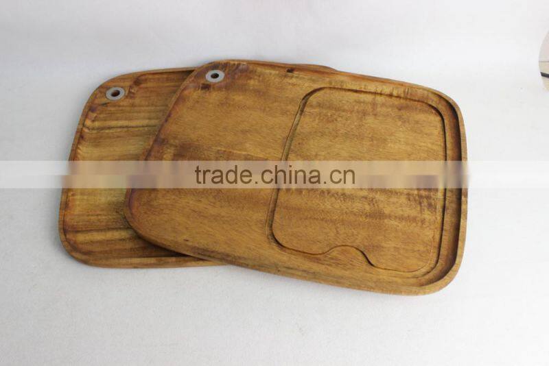 Cheap Acacia wood plate Serving Fruit Plate Wooden Steak Plate