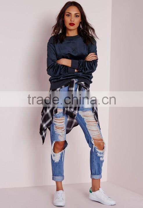 wholesale 100% polyester soft touch navy cheap bulk women velour sweatshirt