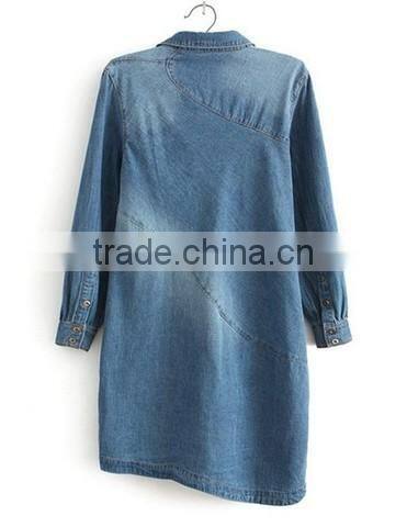 oem service washed thin longline women denim jacket women cheap