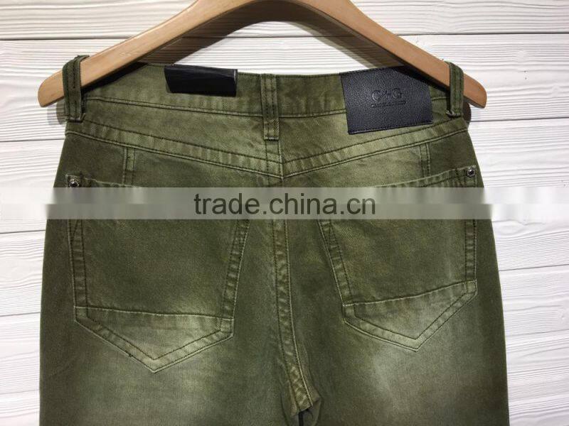 GZY New Fashion Green Men Ripped Jeans For South America Stock