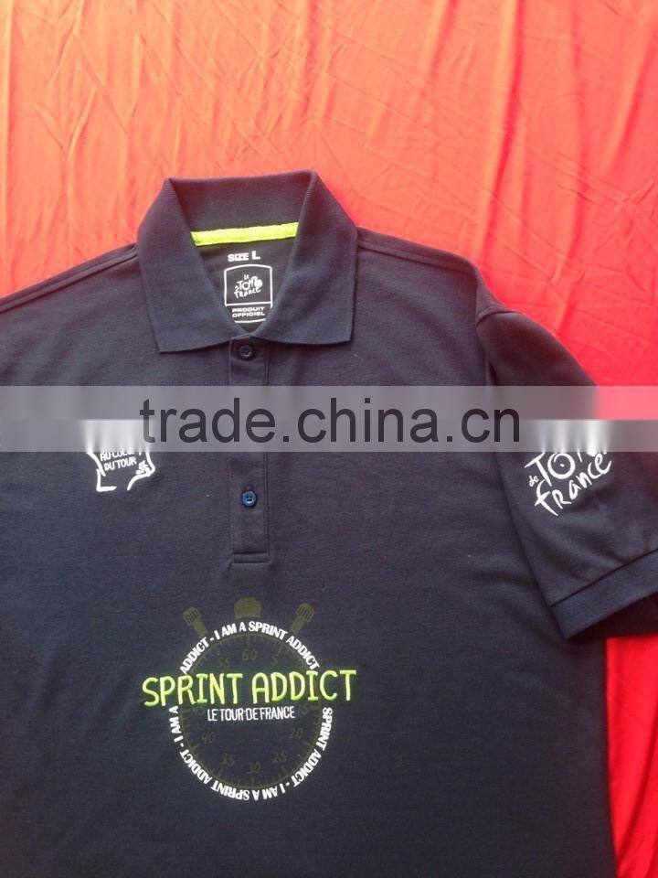 High quality of custom polo shirt, 100% cotton pique, printing and embroidery