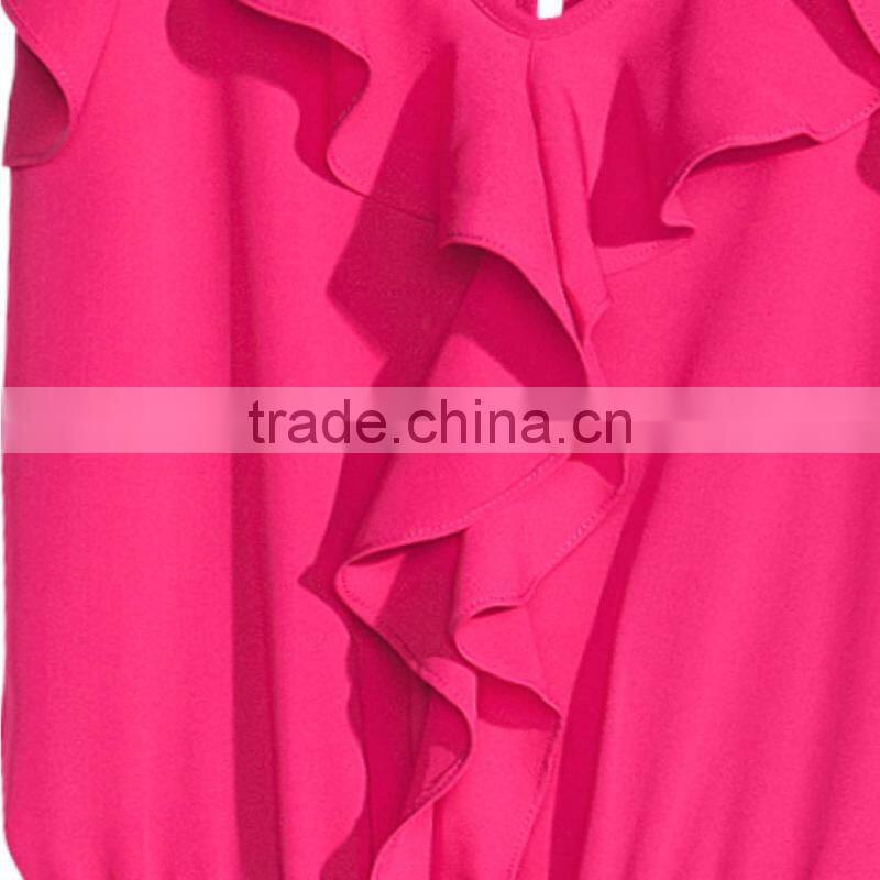 HAODUOYI Ruffles V-neck High Waist Playsuits Women Elastic Waist Playsuits Romper Jumpsuit