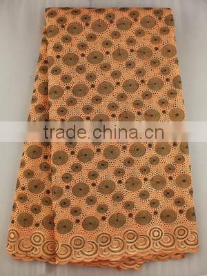 quality new orange cotton lace fabric for wedding dress SL0308