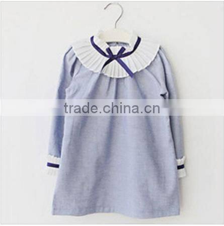 Fashionable knitted frock long sleeve plain clothing little girl princess dresses wholesale new design kids baby girls dress