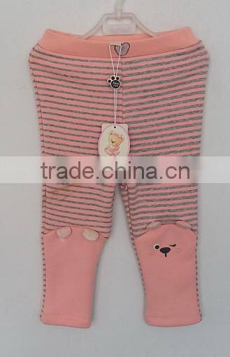 cool baby girls pink and grey stripes knit pant for winter